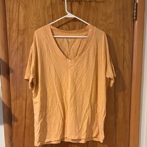 Aerie Short Sleeve V-Neck Tee in Warm Orange